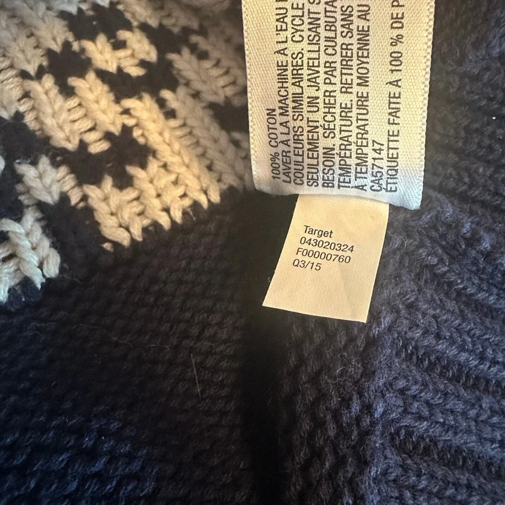 Merona Fair Isle cardigan sweater men's Size‎ M gray blue shawl collar